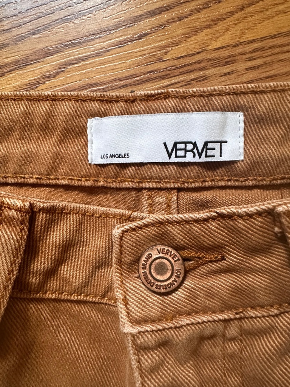 VERVET Distressed Cropped Straight Leg Jeans Women’s 25 x 26 High Rise Camel Tan - Picture 4 of 6
